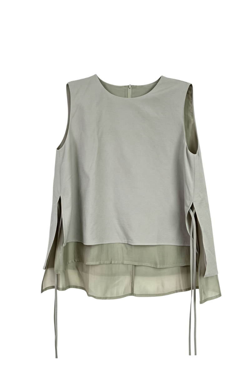 Max Simple Layered-Look Tank Moss Grey MSYW261117M