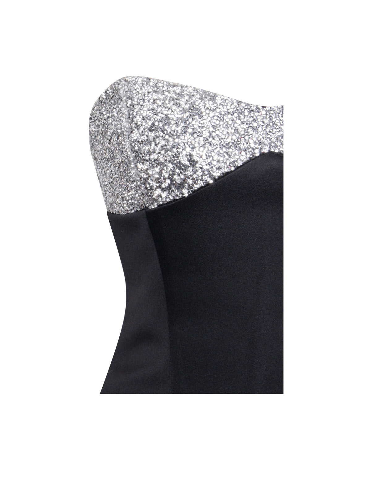 Silvia Black Satin Crystal Bustier A-Line Mini Dress (Archive Sale)