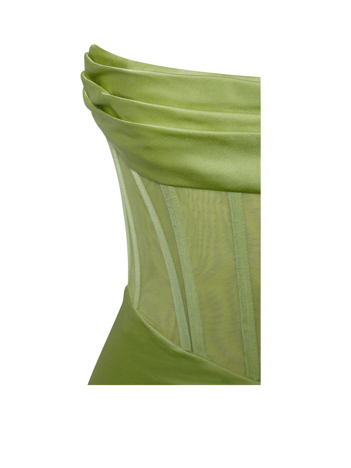 Prisa Lime High Slit Satin Corset Gown (Archive Sale)