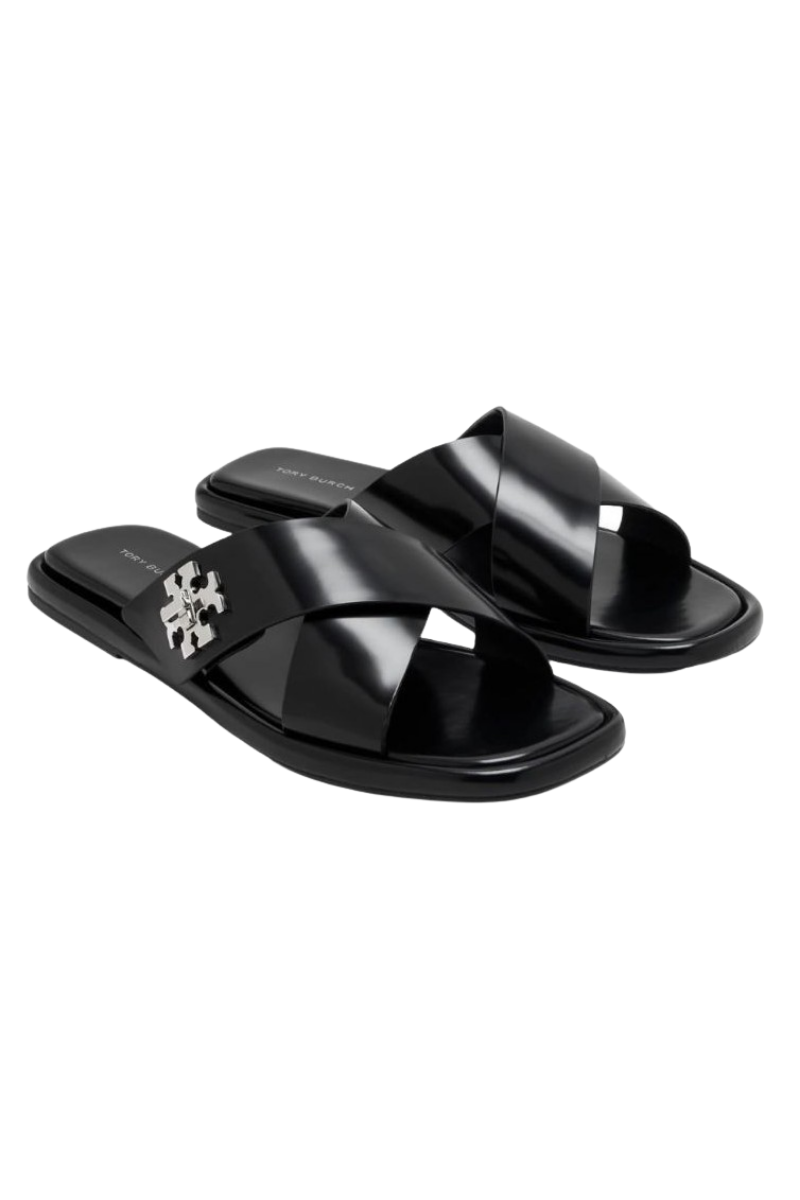 Tory Burch T Lock Cross Band Slide Perfect Black 170611006