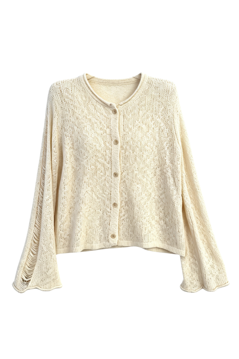 Max Simple Bell-Sleeve Cardigan Vanilla MSYY266180V