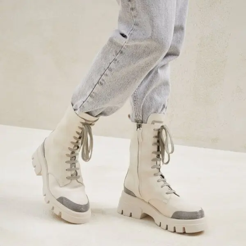 Brunello Cucinelli Leather Lace-Detail Boots