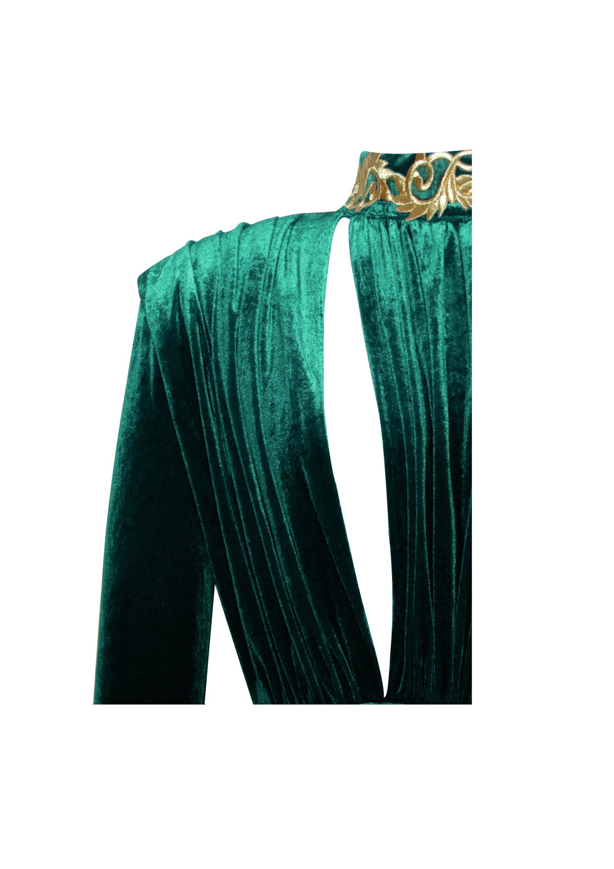 Zenaida Emerald Green Cutout High Slit Velvet Gown (Archive Sale)