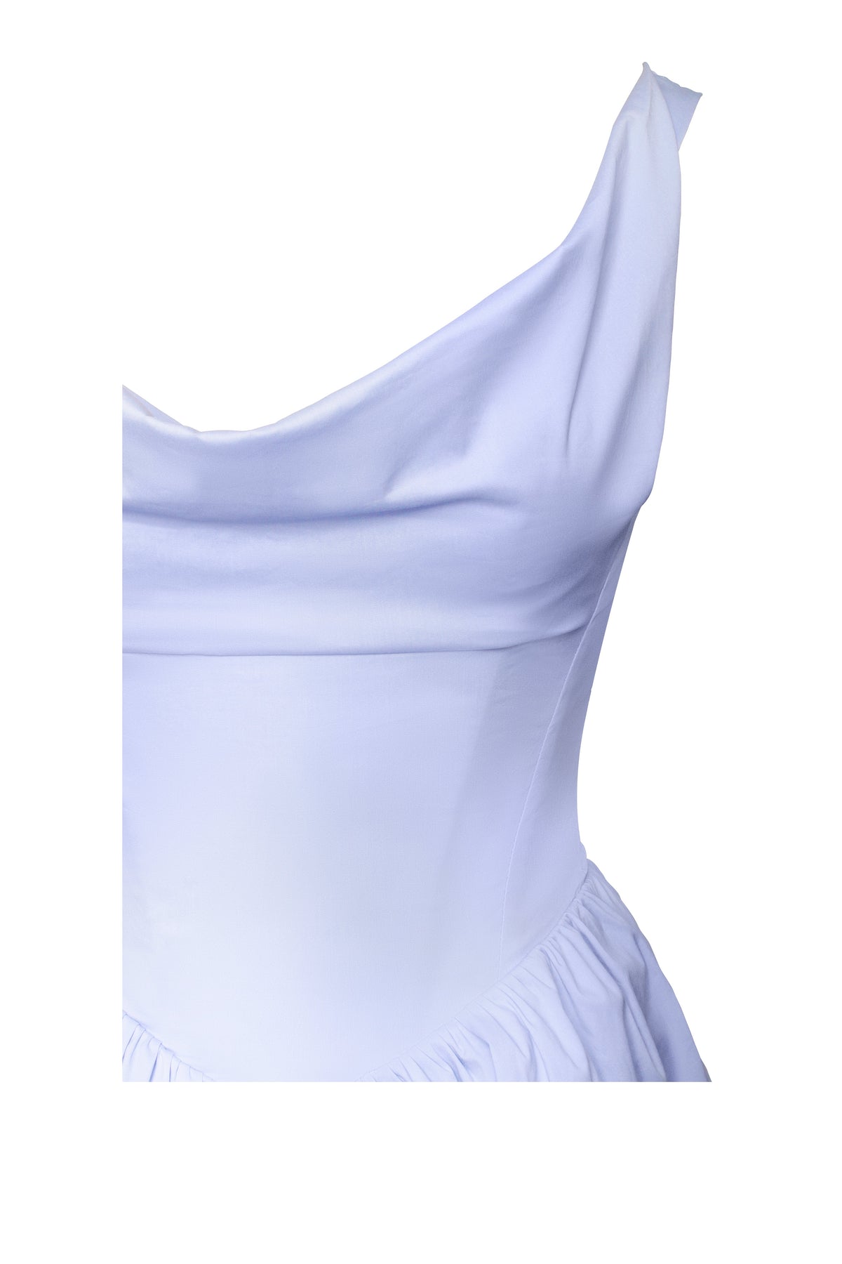 Reina Blue Cotton Poplin Drop Waist Corset Midi Dress