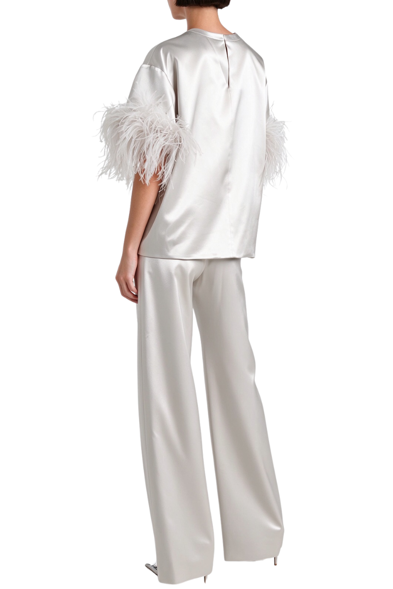 Valentino Feather Silk Shirt Smoky 5B3AE9K58C7_ZEV