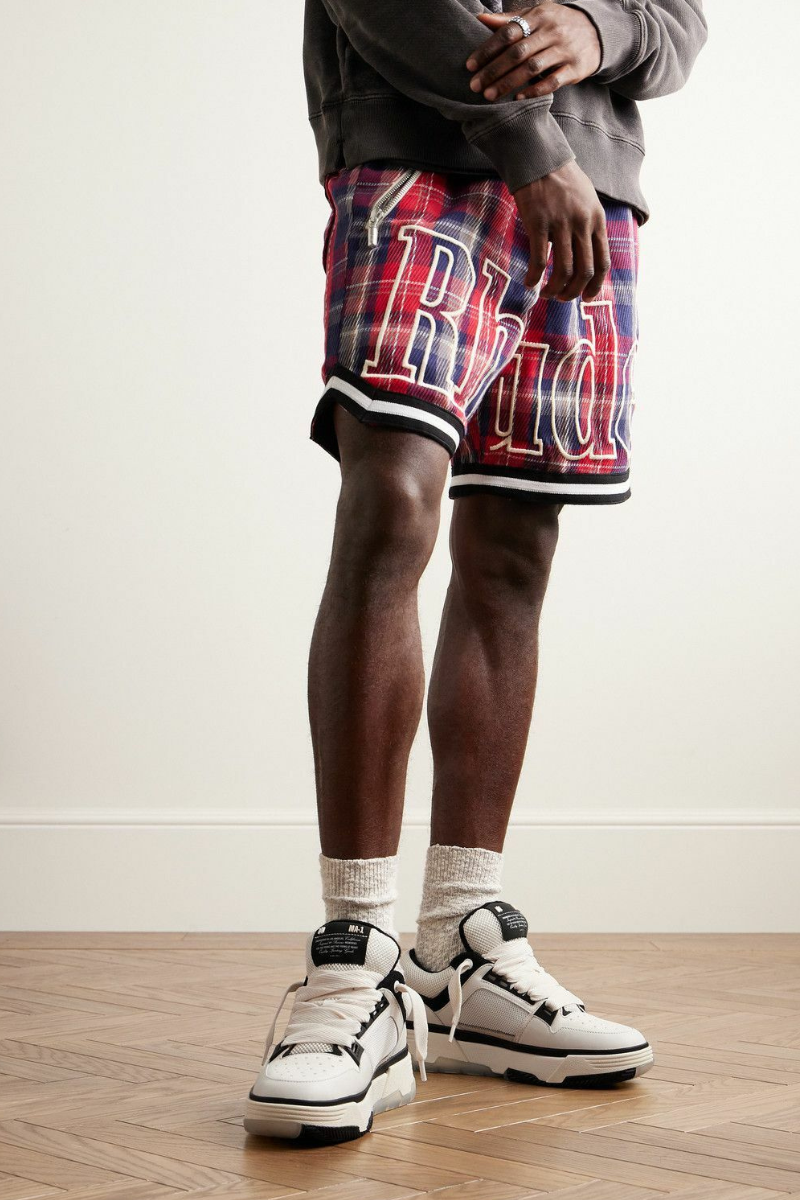 Rhude Flannel Court Logo Short Multi Red