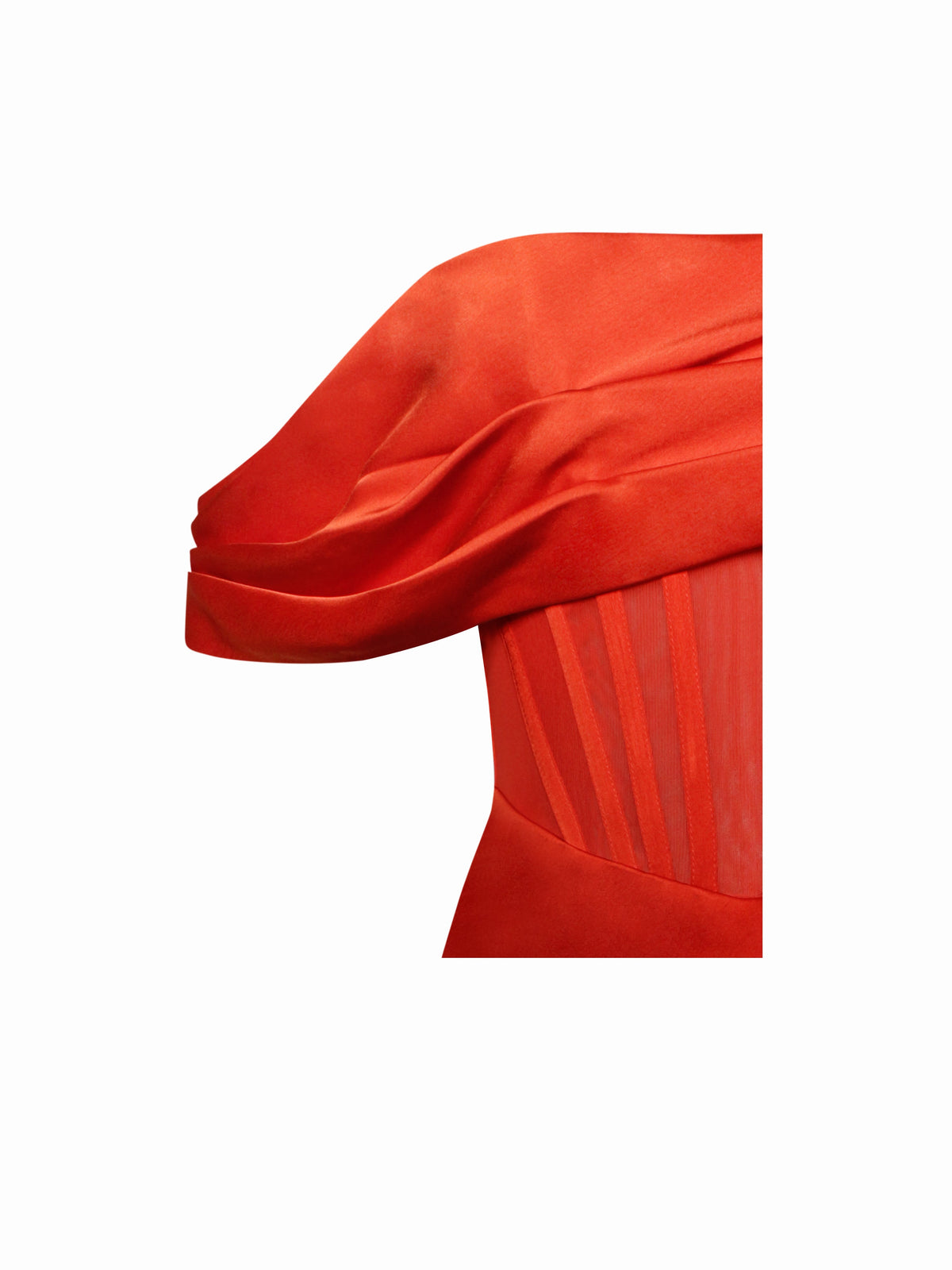 Rebeca Poinciana Satin High Slit Corset Gown (Archive Sale)