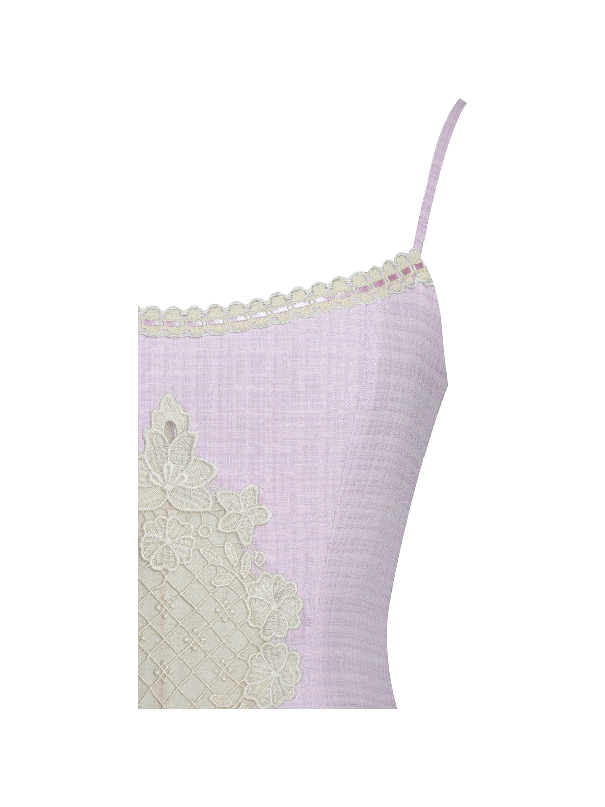 Jaclyn Lavender Lace Trim Cutout Seersucker Midi Dress (Archive Sale)