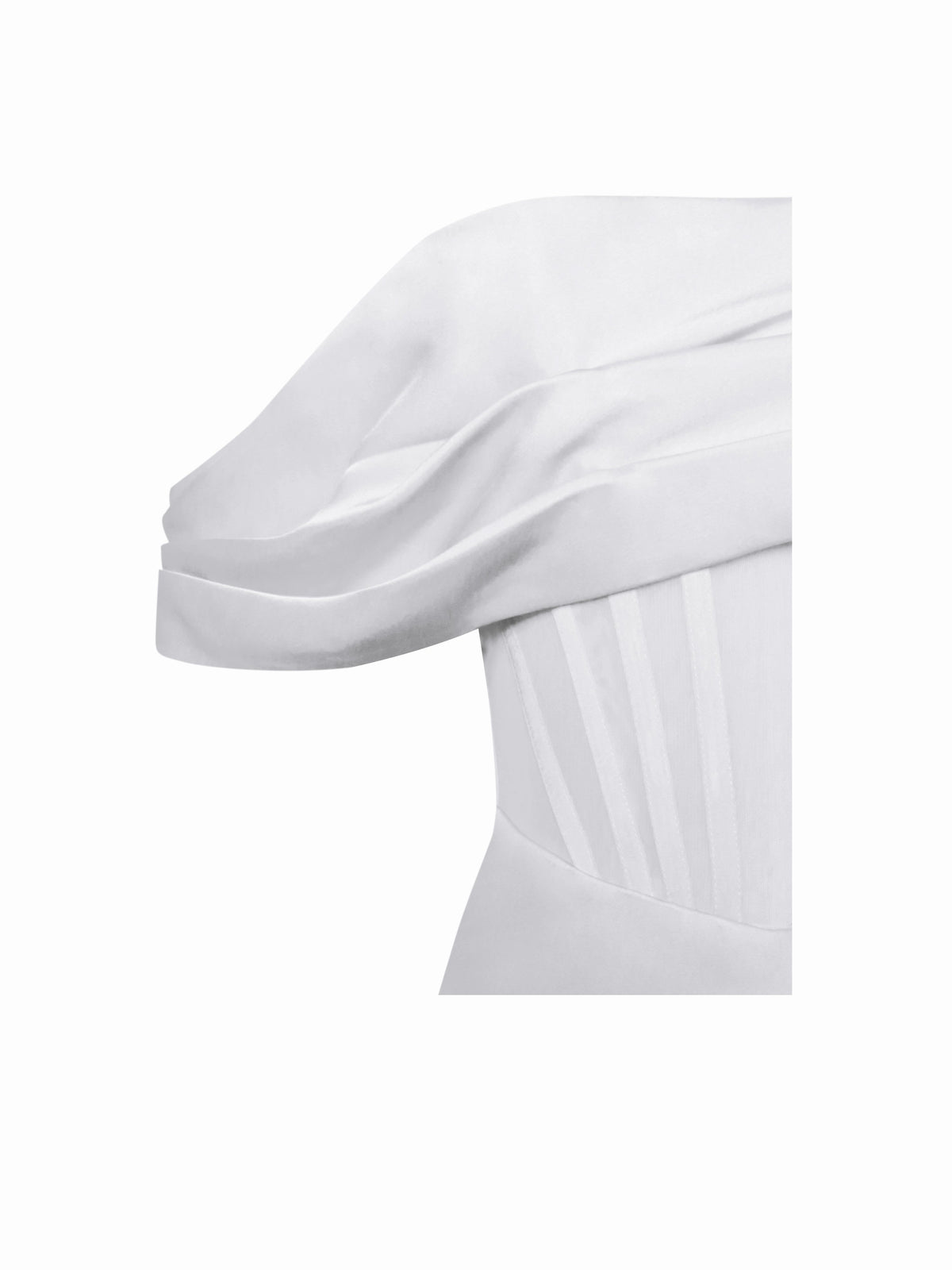 Rebeca White Satin High Slit Corset Gown (Archive Sale)