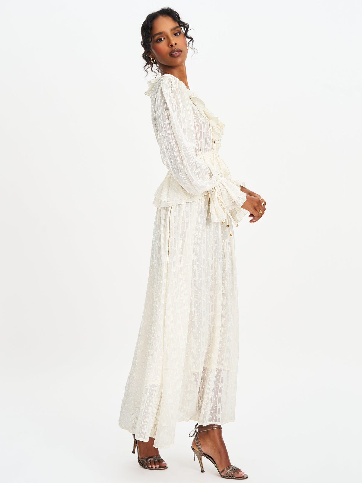 Safiya Jacquard Chiffon Long Sleeve Maxi Dress (Archive Sale)