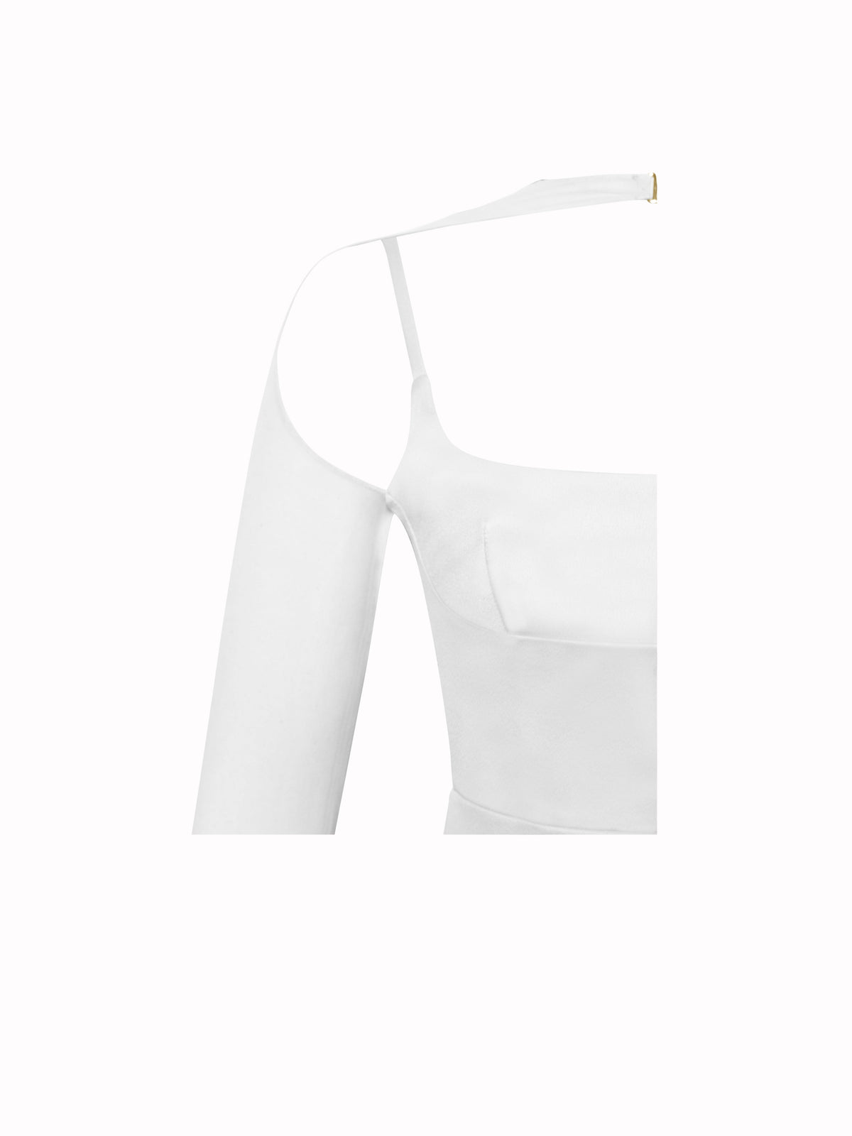 Oaklie White Satin Mesh Sleeve Dress With Feathers (Archive Sale)