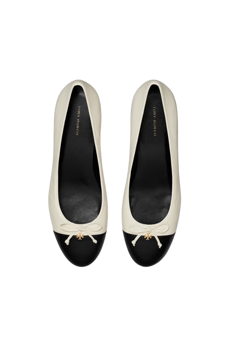 Tory Burch Cap toe Pump Heels 45MM Light Cream/Perfect Black 156722100