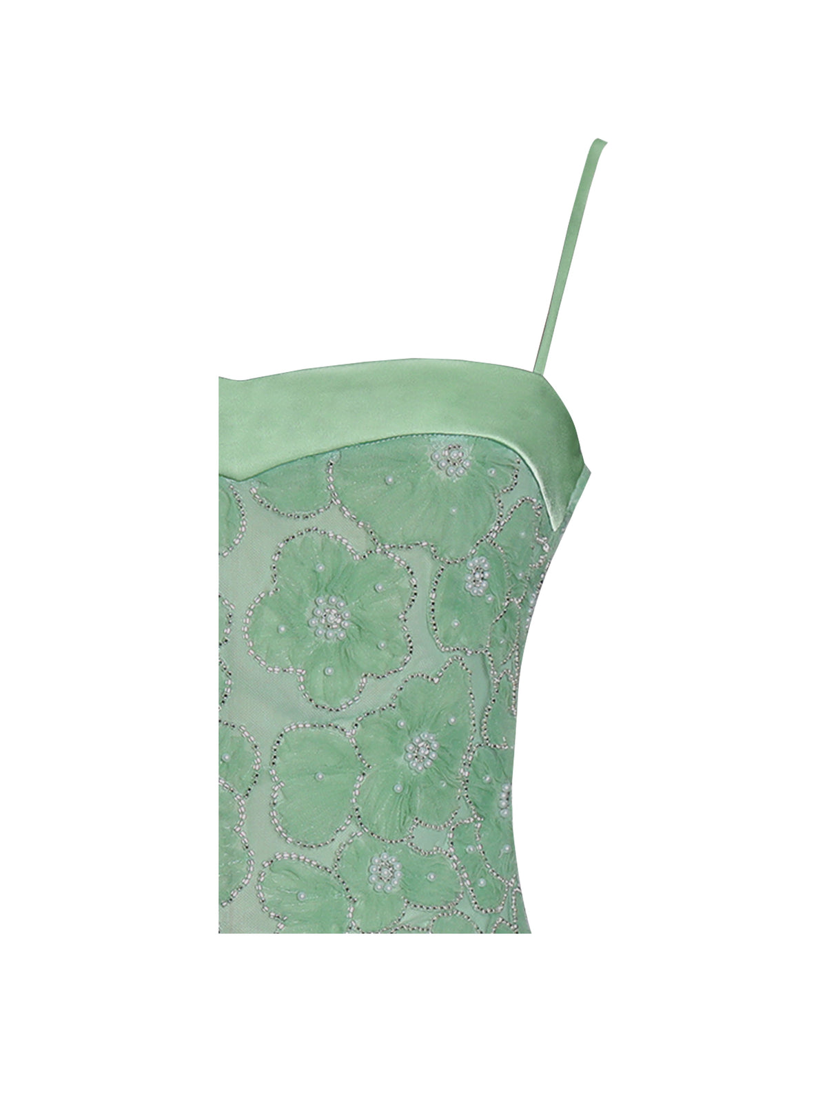 Ucille Sage Green Embroidered Chiffon Maxi Dress (Archive Sale)