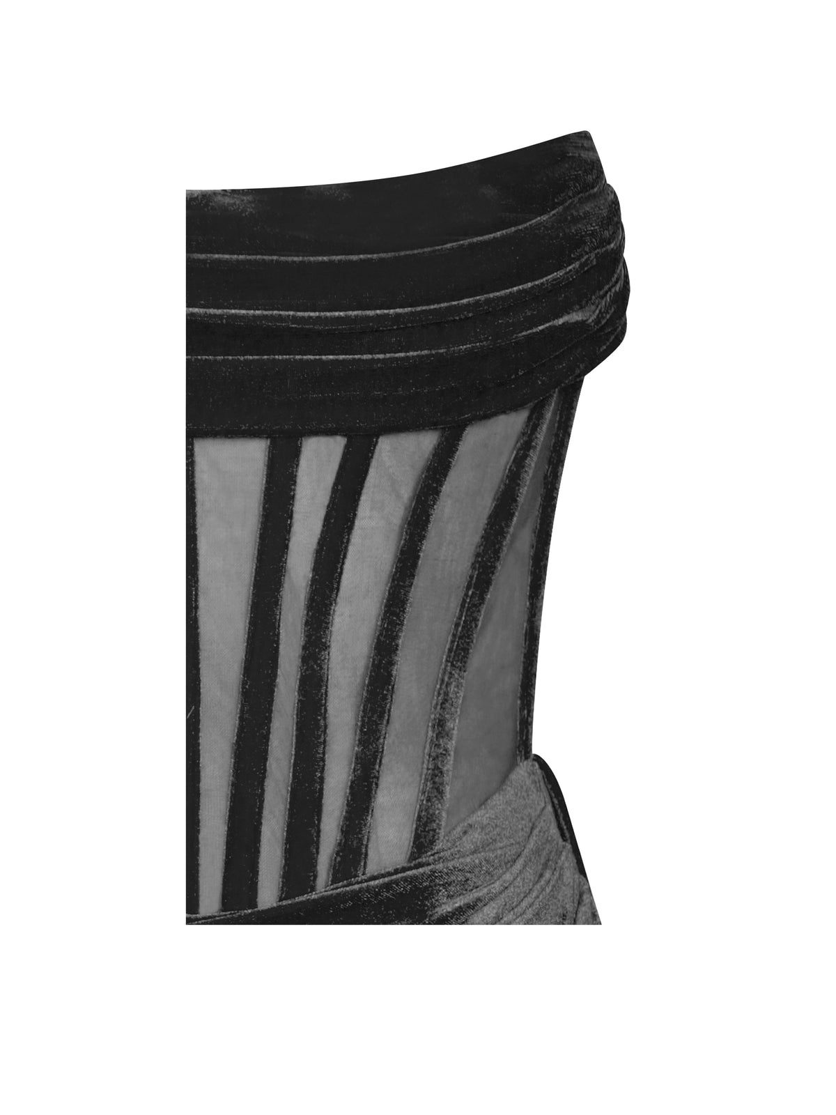 Priya Black Draping Corset High Slit Velvet Gown (Archive Sale)
