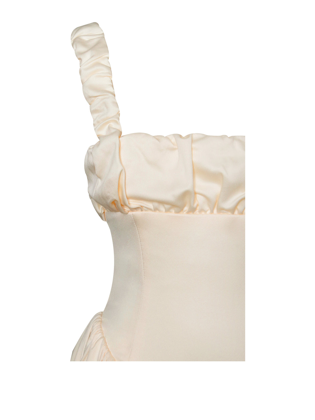 Noreen Egg White Satin Drop Waist Maxi Sundress (Archive Sale)