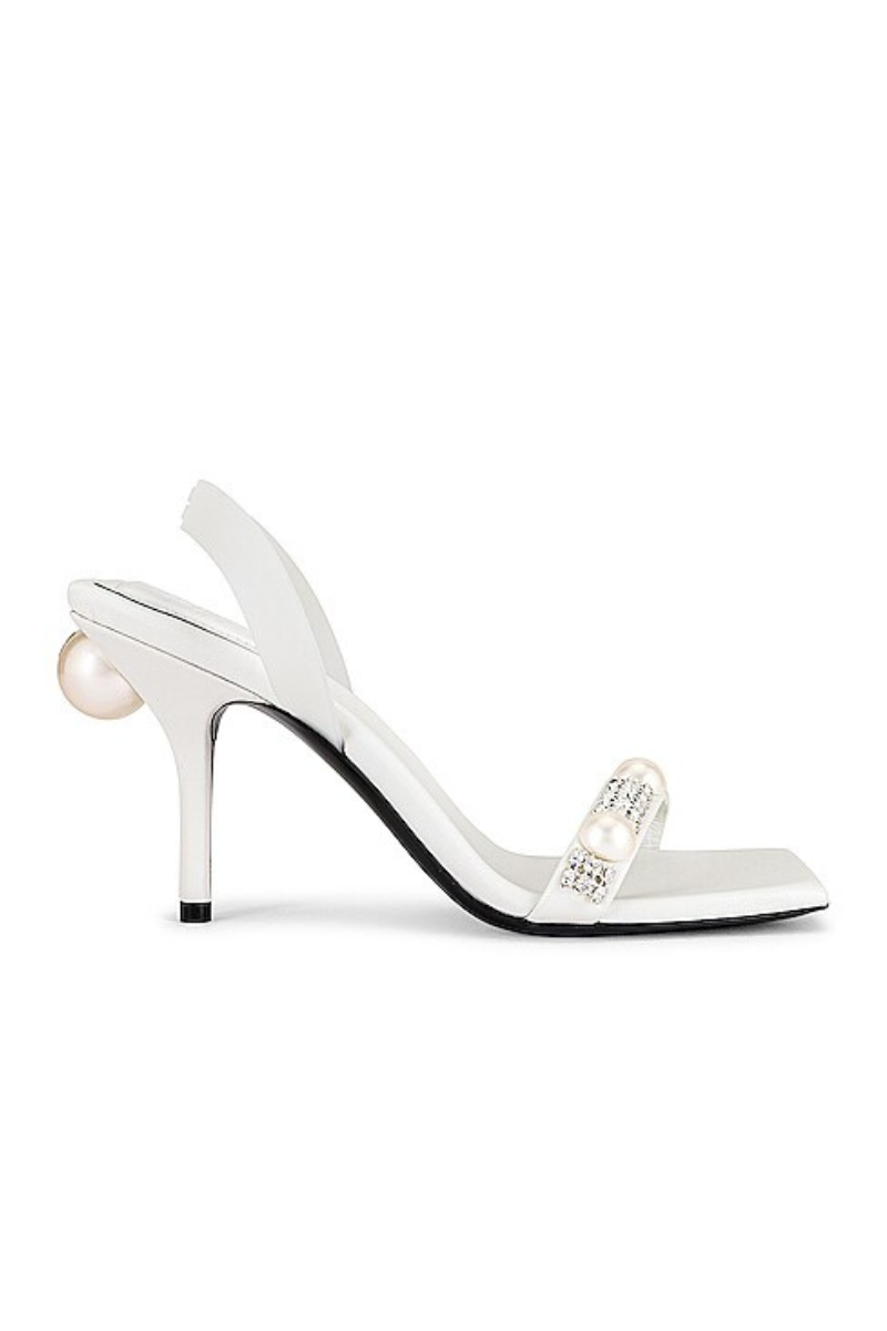 Givenchy 4-g imitation pearl & crystal slingback sandal - ivory