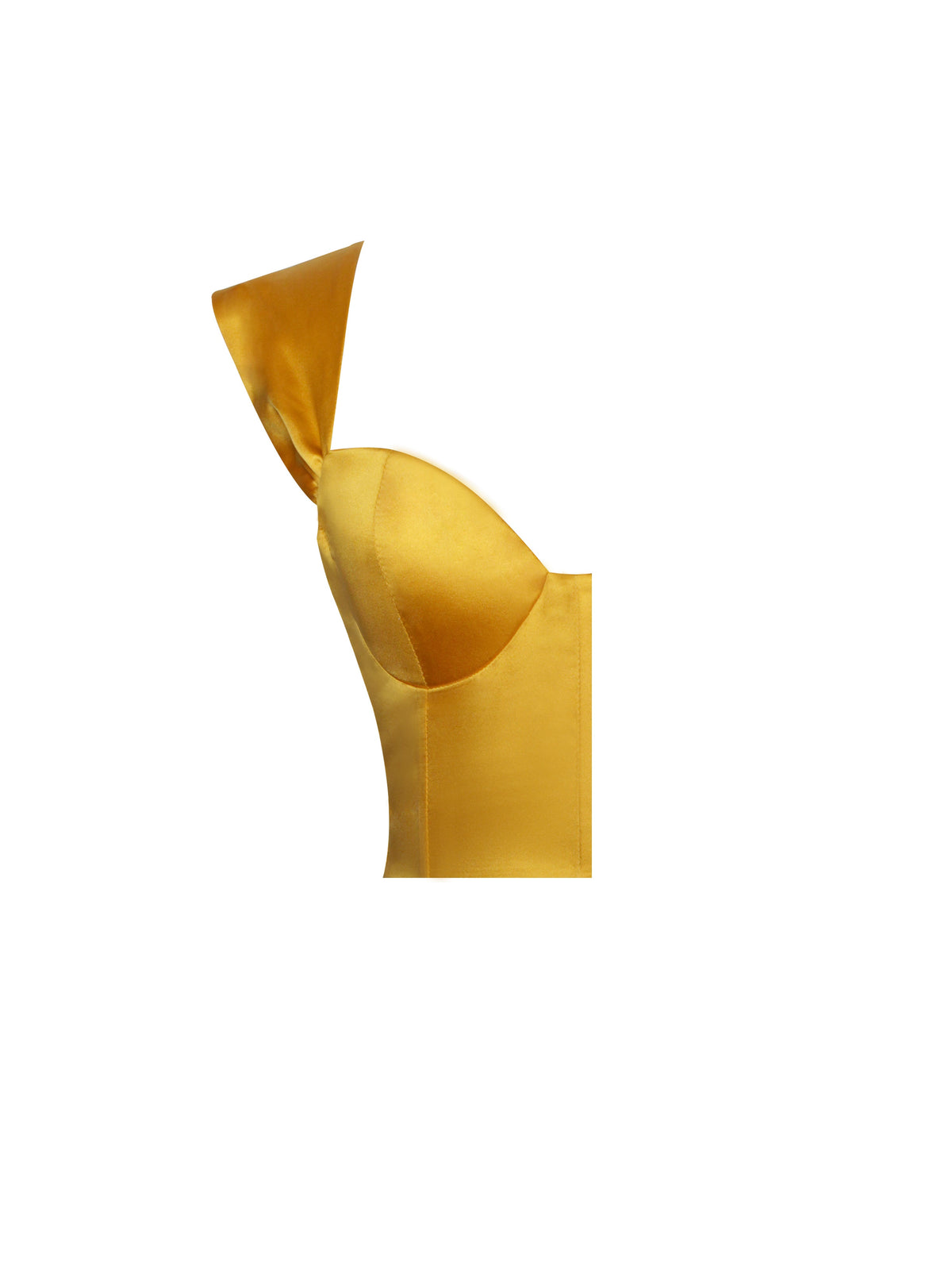 Zarah Yellow High Slit Corset Satin Dress (Archive Sale)