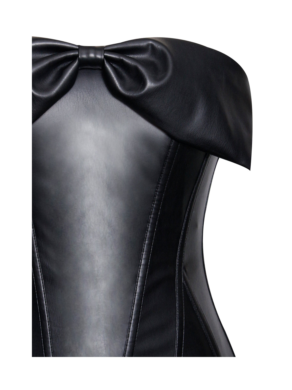 Maayan Black Vegan Leather Corset High Slit Drop Waist Maxi Dress (Archive Sale)