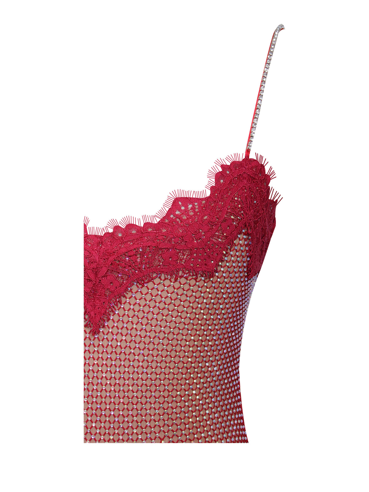 Remi Burgundy Mesh Rhinestone Lace Mini Dress(Archive Sale)