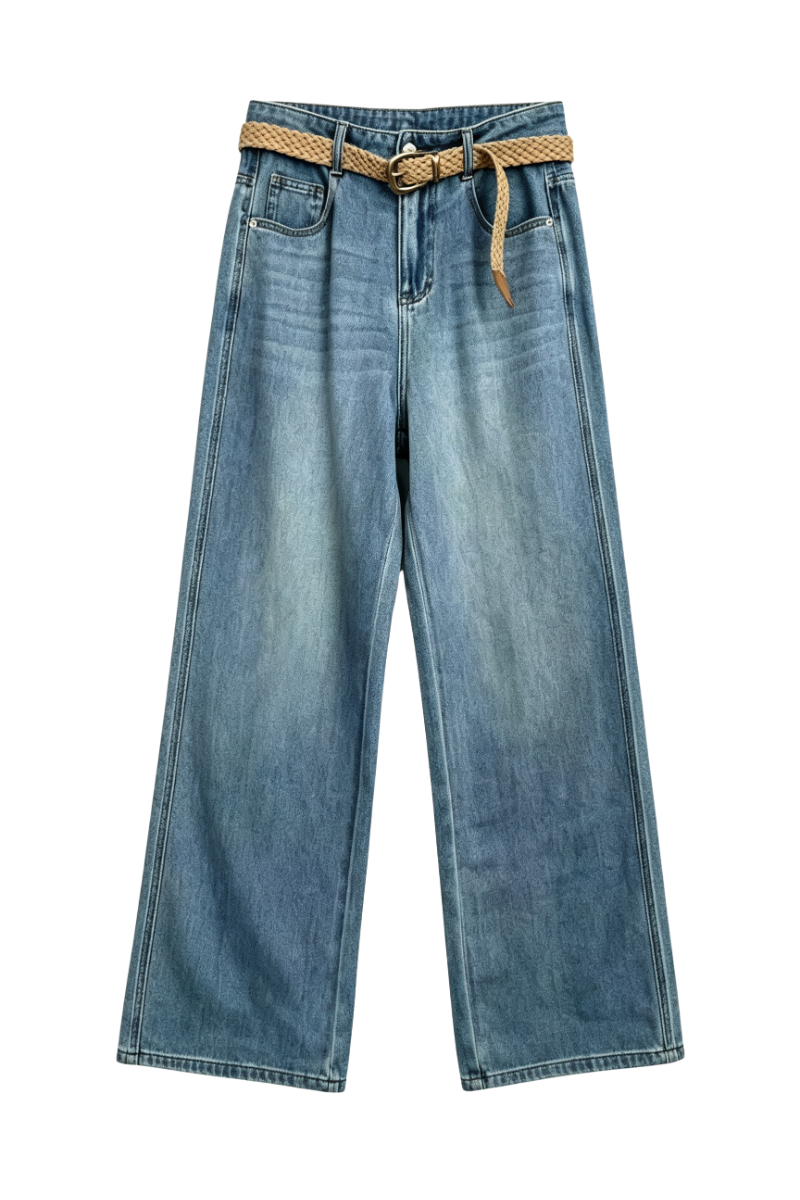 Max Simple Lurex Denim Wide-Leg Pants Denim Blue MSSG265100D