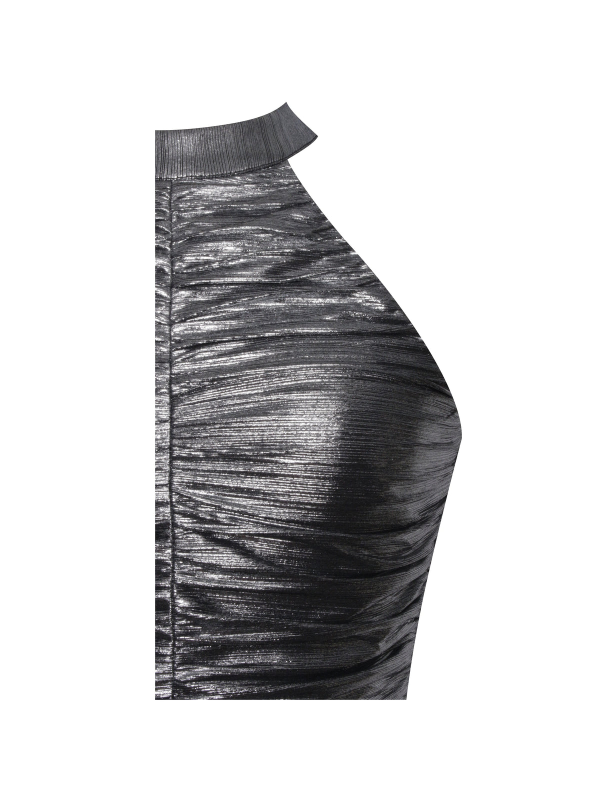 Abril Ruched Silver Glitter Backless Gown