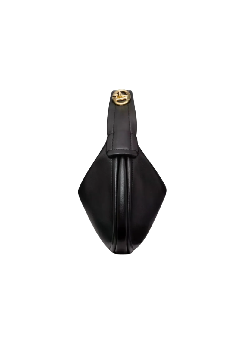 Valentino Garavani Ruffle Hobo Leather Bag In Black