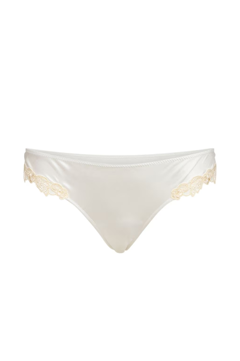 La Perla Maison Silk & Lace Brazilian Briefs In Ivory