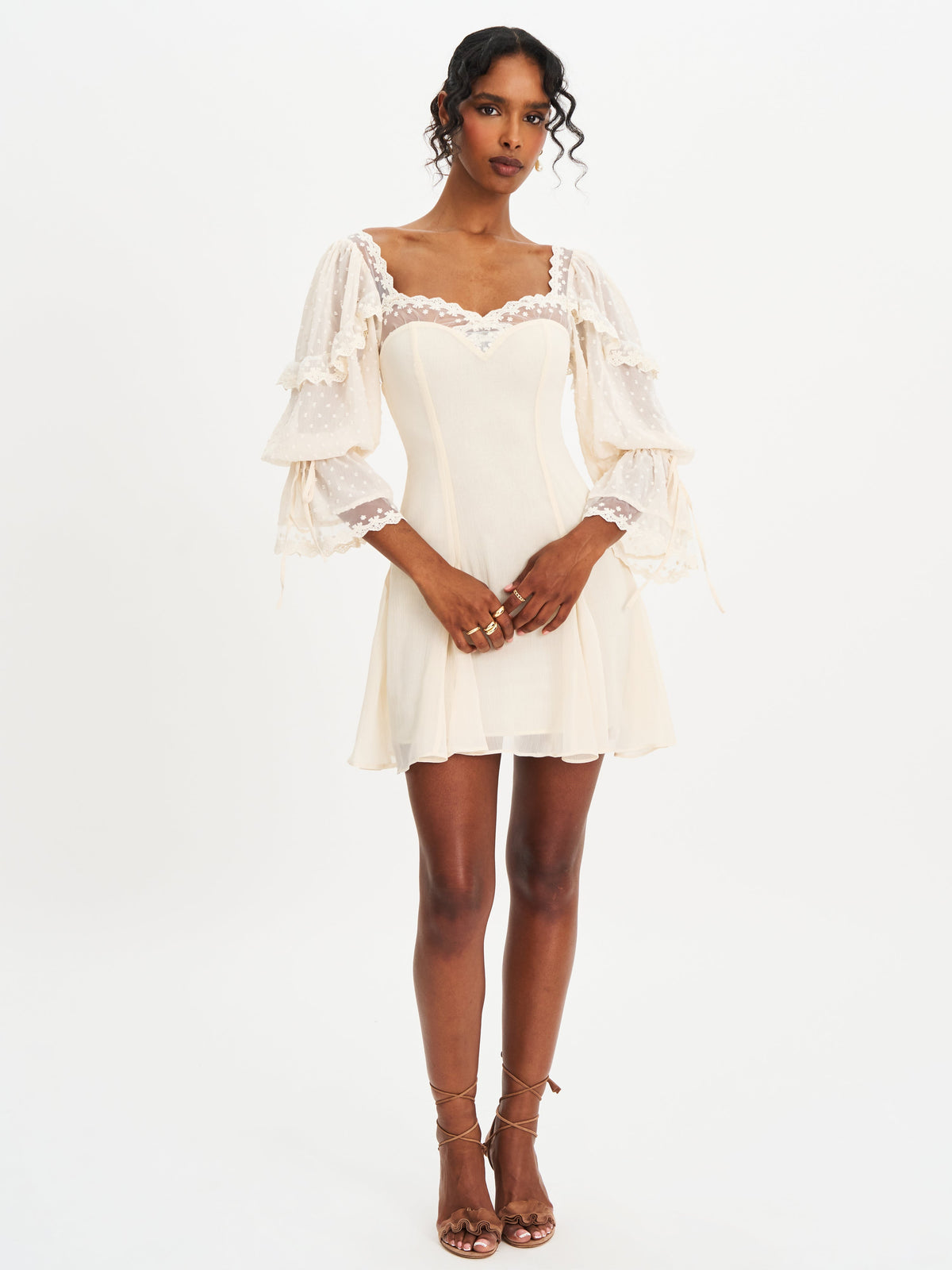 Zakira Lace Trim Half Sleeve Mini Dress (Archive Sale)