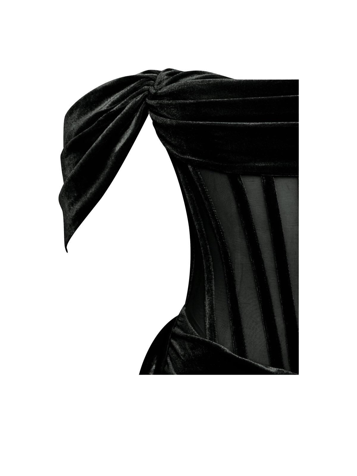 Irisa Black Draping Off Shoulder Corset Dress (Archive Sale)
