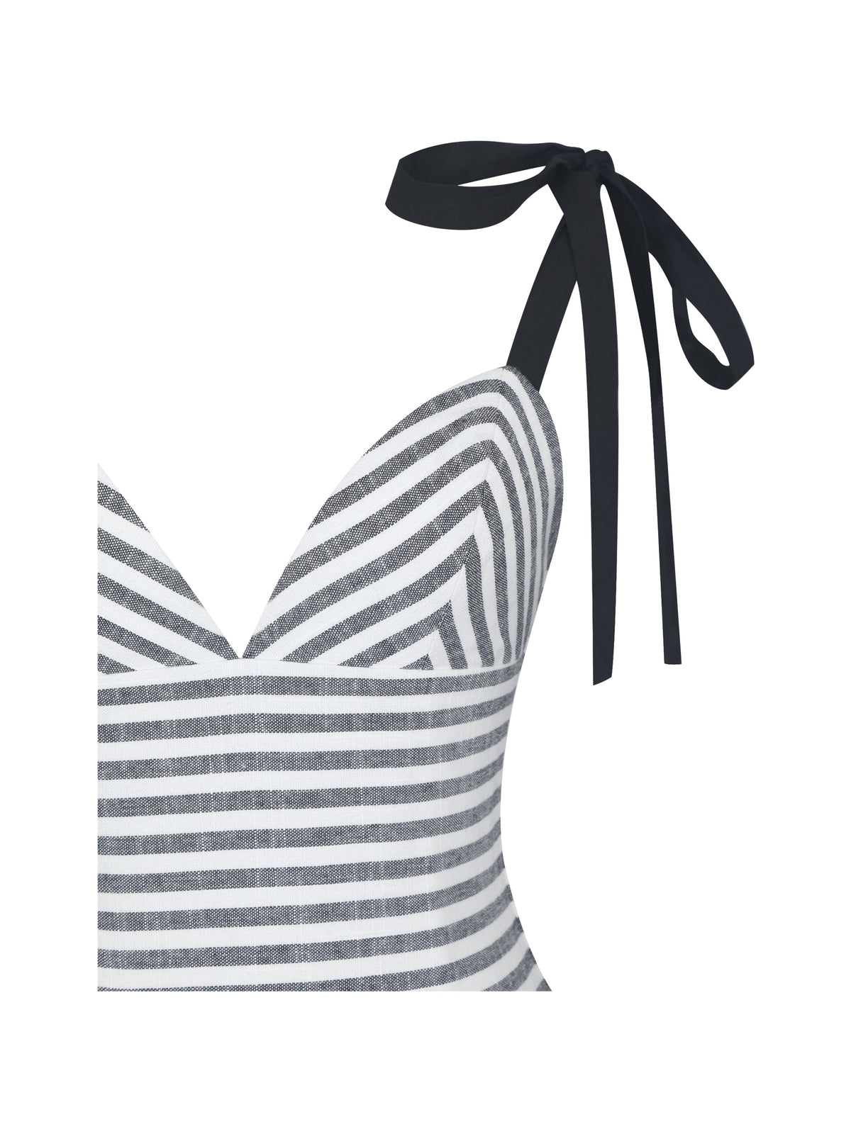 Riley Black & White Striped Linen Flared Midi Dress