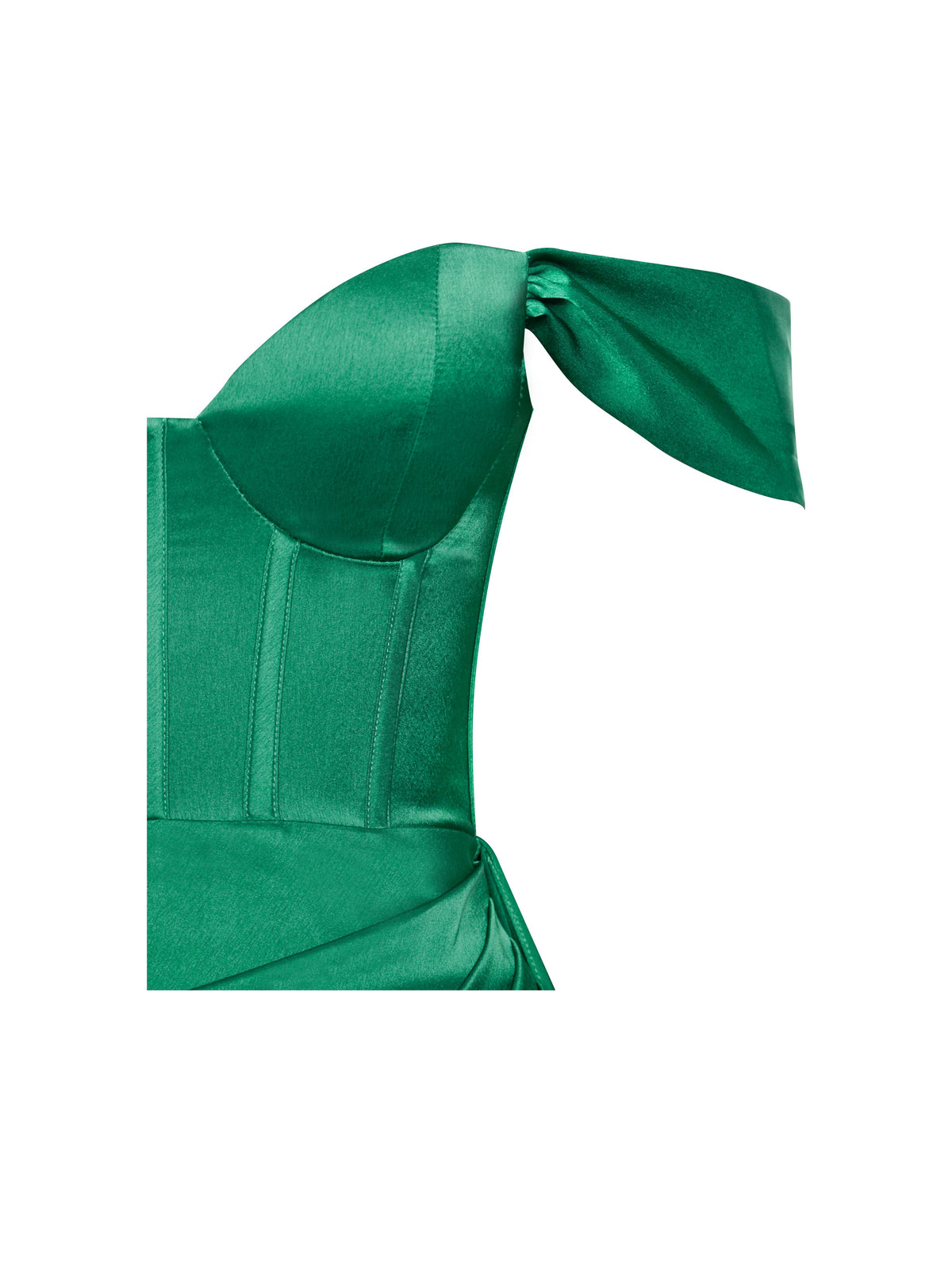 Zayda Green High Slit Corset Satin Gown (Archive Sale)