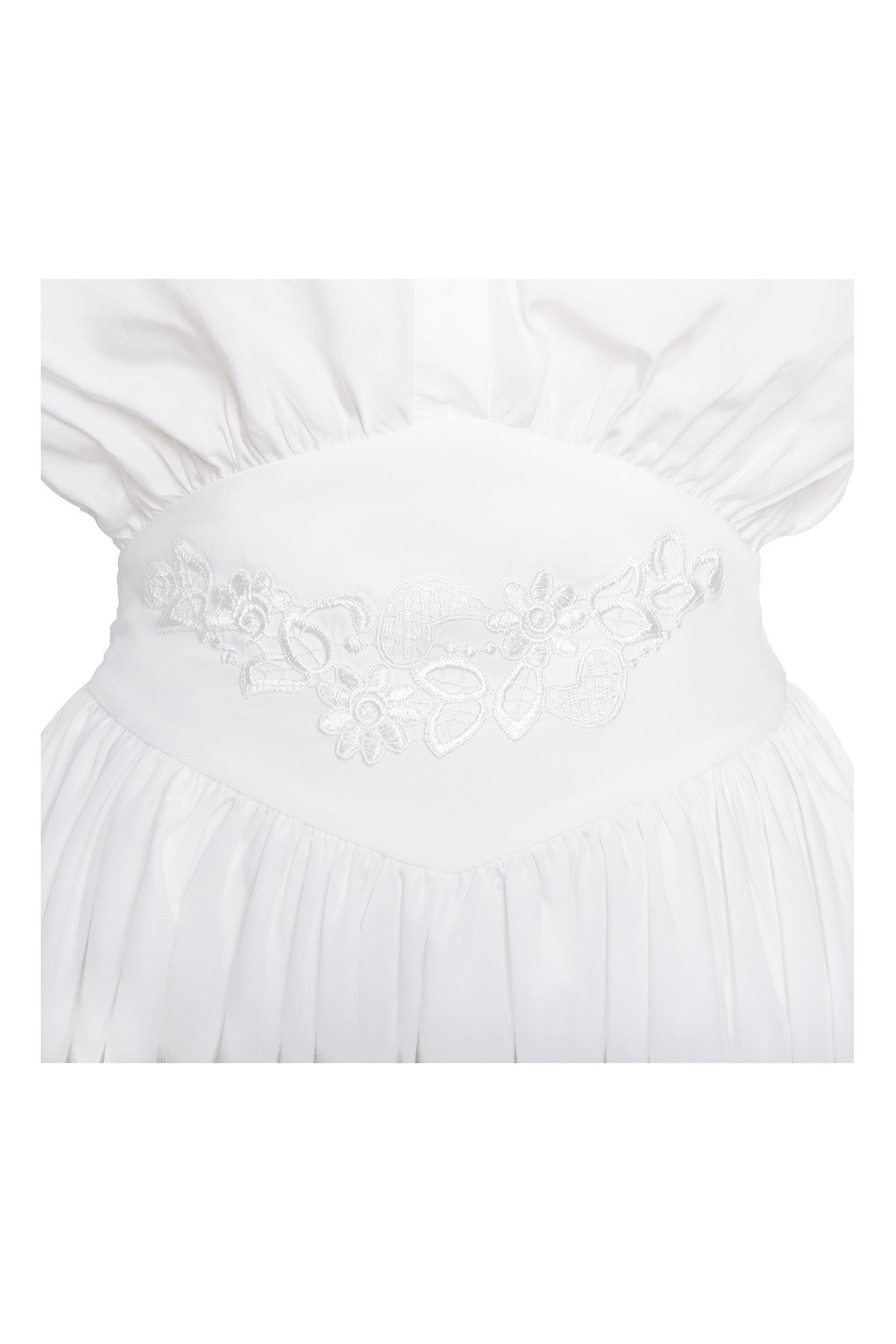 Jamila White Lyocell Embroidered Shirt Mini Dress