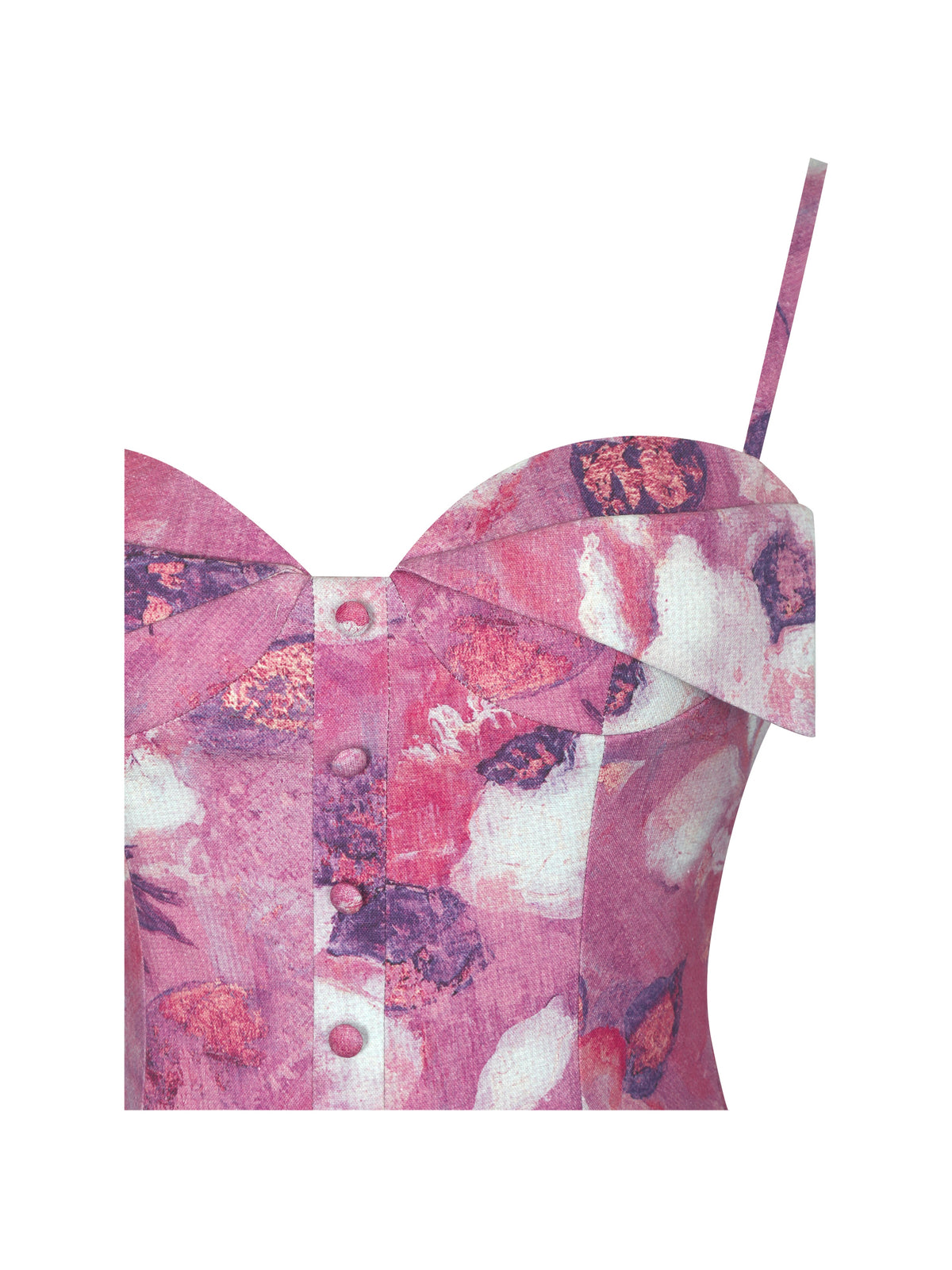 Xamira Blooming Magenta Linen Sweetheart Foldover Top