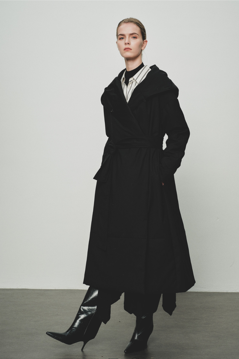 Max Simple Textured Longline Puffer Jacket Black MSJY257036B