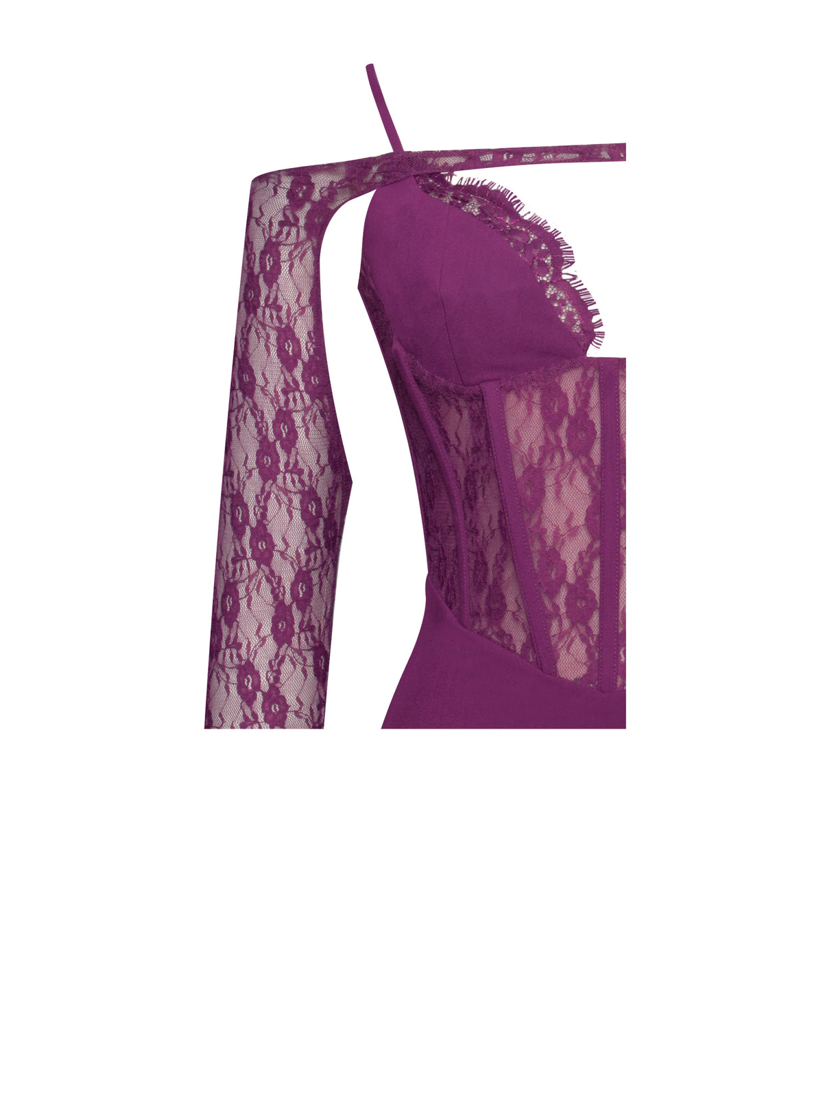 Elsie Purple Lace and Crepe Mini Dress (Archive Sale)