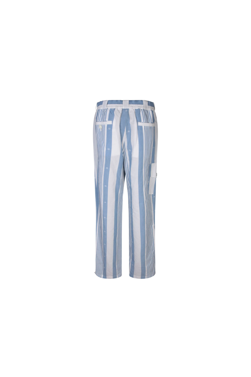 Givenchy 4G Striped Pants Blue&White showing back view with blue and white stripes.