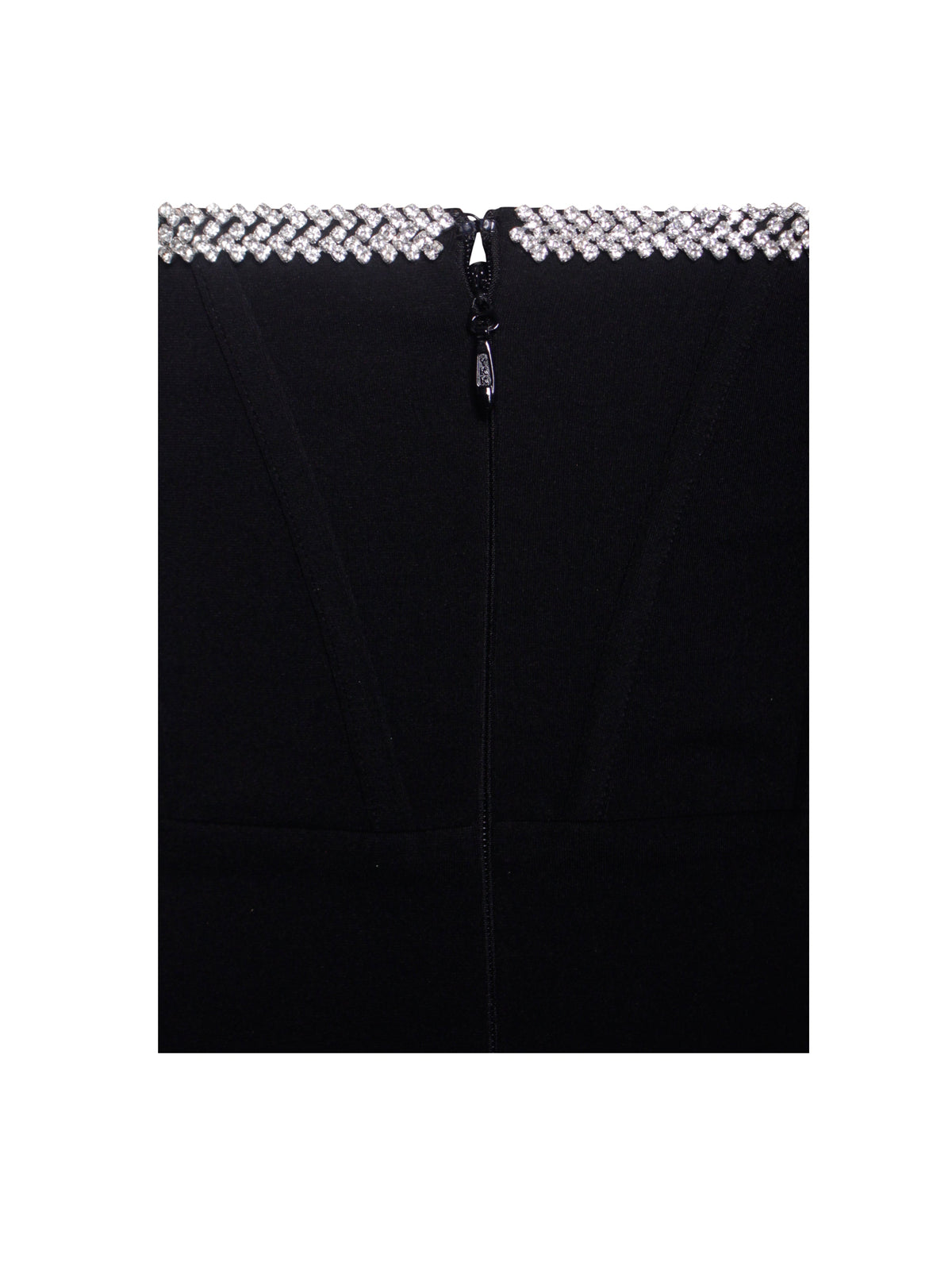 Annika Black Off Shoulder Long Sleeve Corset Dress With Crystal Trim (Archive Sale)
