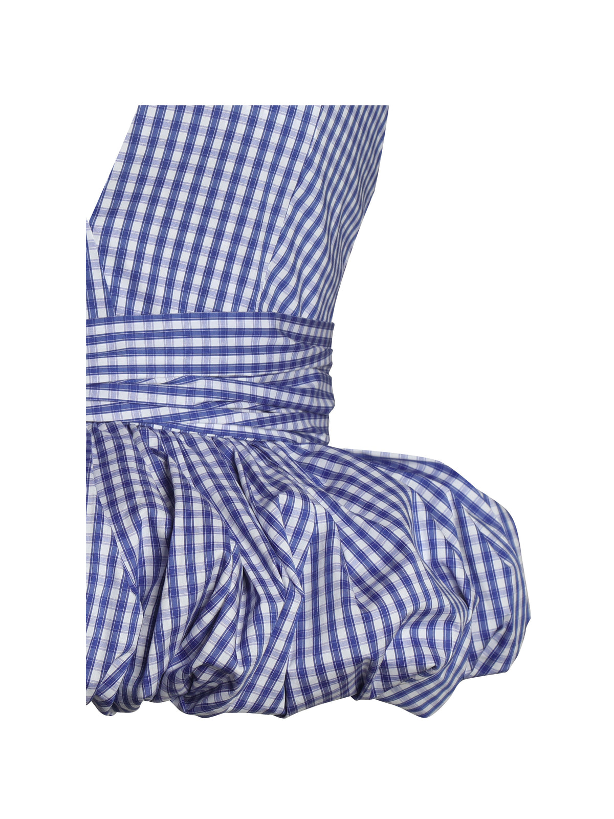 Ilene Blue Gingham Cotton Bubble Hem Halter Top