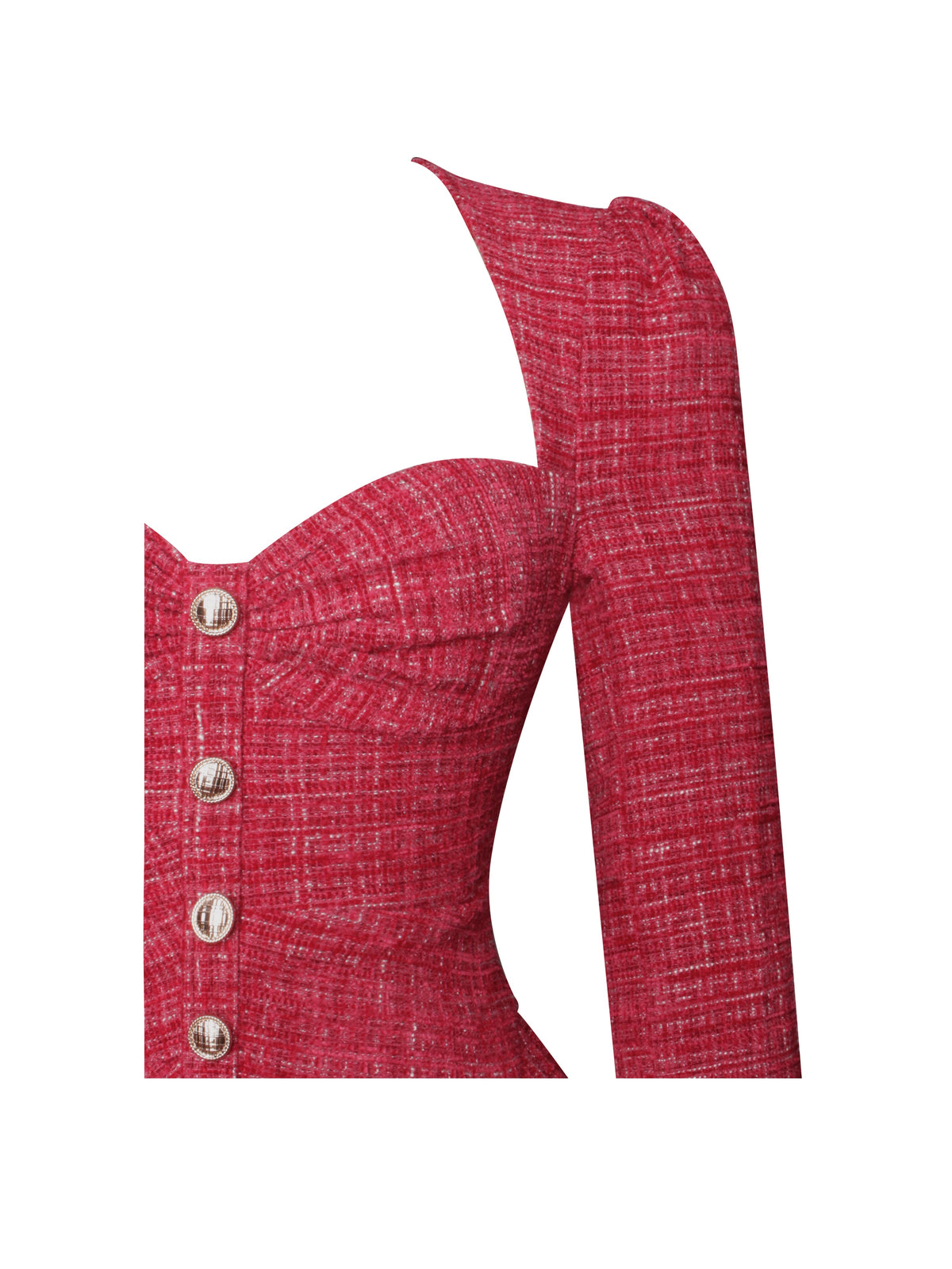 Tae Red Tweed Long Sleeve Drop Waist Mini Dress (Archive Sale)