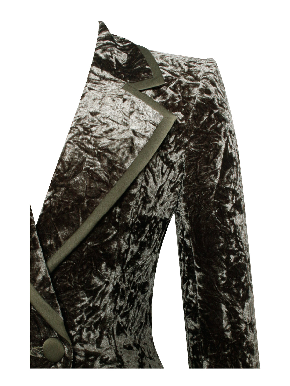 Willow Green Glossy Velvet High Slit Blazer Gown (Archive Sale)