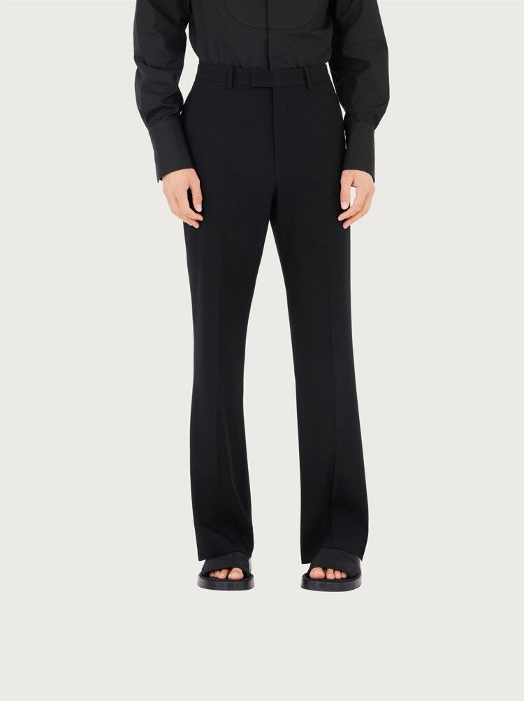 FERRAGAMO MEN'S BLACK WOOL TAILORED TROUSERS