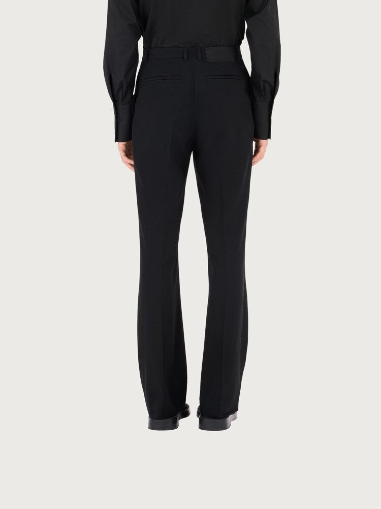 FERRAGAMO MEN'S BLACK WOOL TAILORED TROUSERS