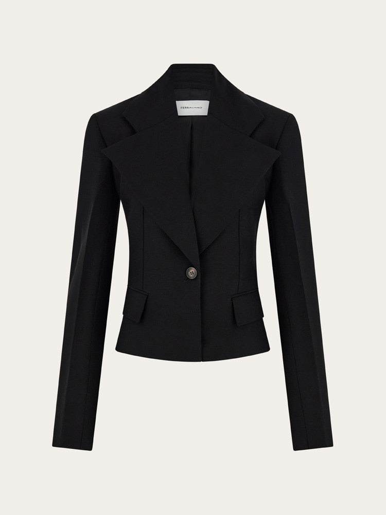 FERRAGAMO WOMEN'S BLACK TAILORED JACKET