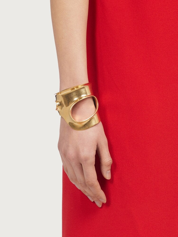 FERRAGAMO WOMEN'S GOLD BRASS STATEMENT RING