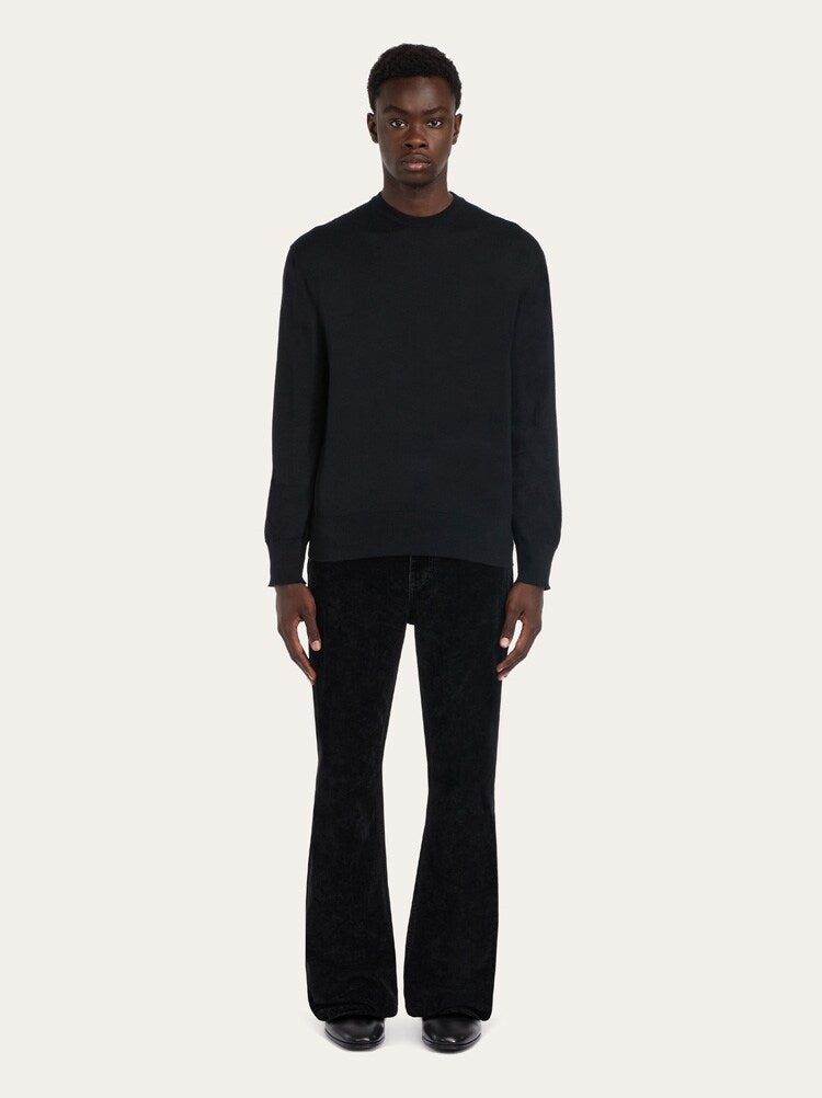 FERRAGAMO MEN'S BLACK STRAIGHT LEG TROUSERS