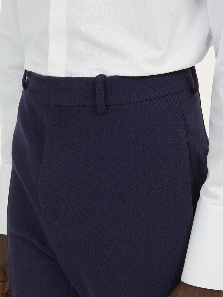 FERRAGAMO MEN'S DARK BLUE WOOL BLEND TROUSERS