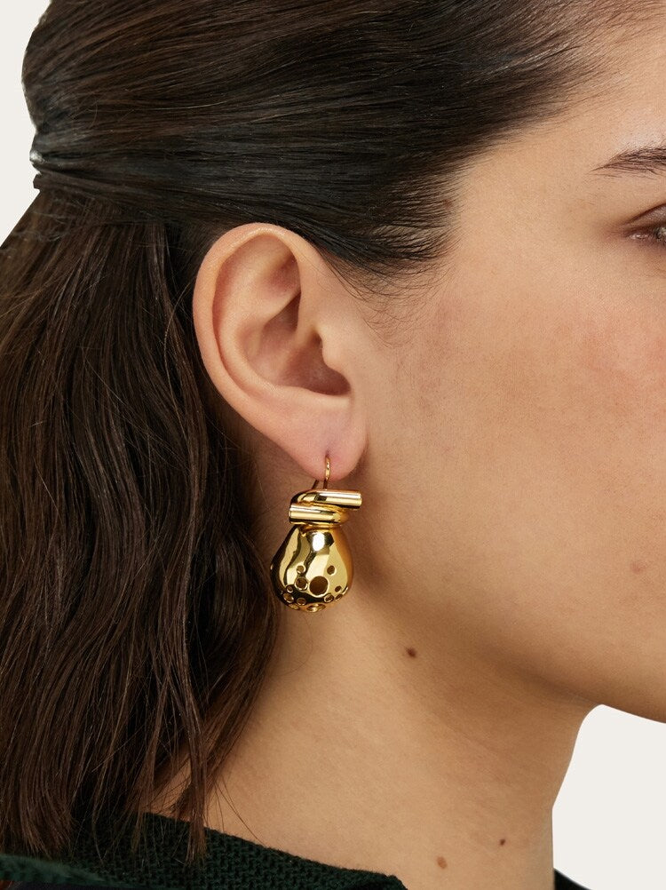 FERRAGAMO WOMEN'S GOLD BRASS DROP EARRINGS