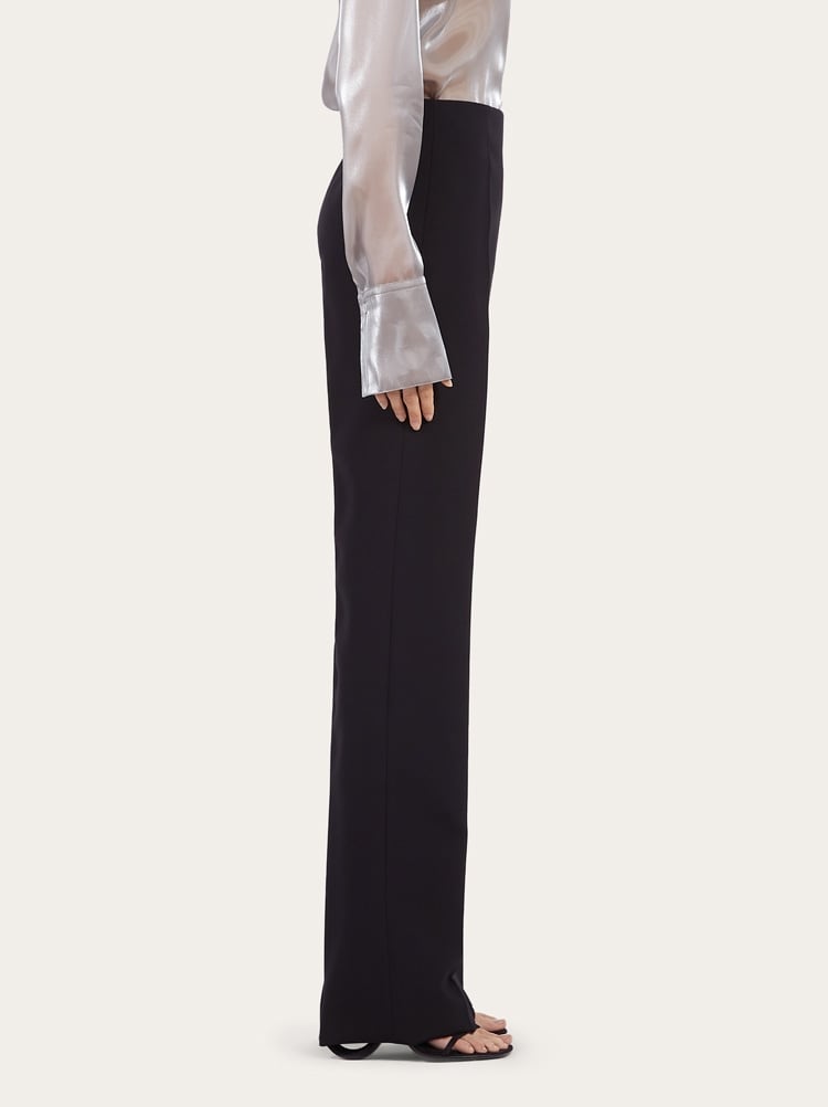 FERRAGAMO WOMEN'S BLACK WOOL STRAIGHT TROUSERS
