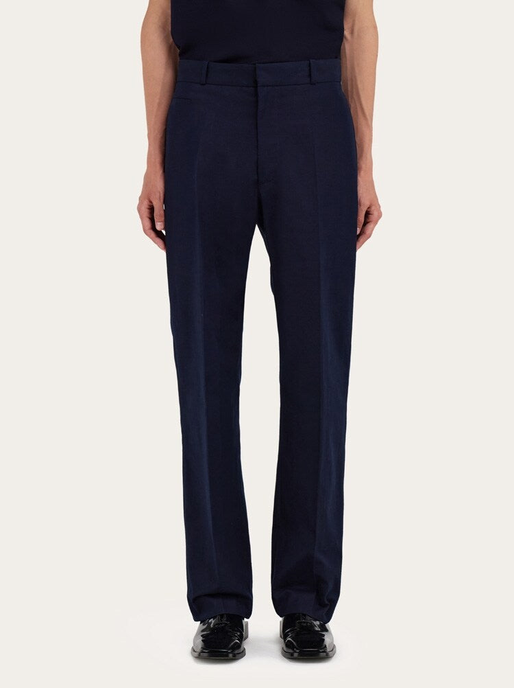 FERRAGAMO MEN'S DARK BLUE TAILORED TROUSERS