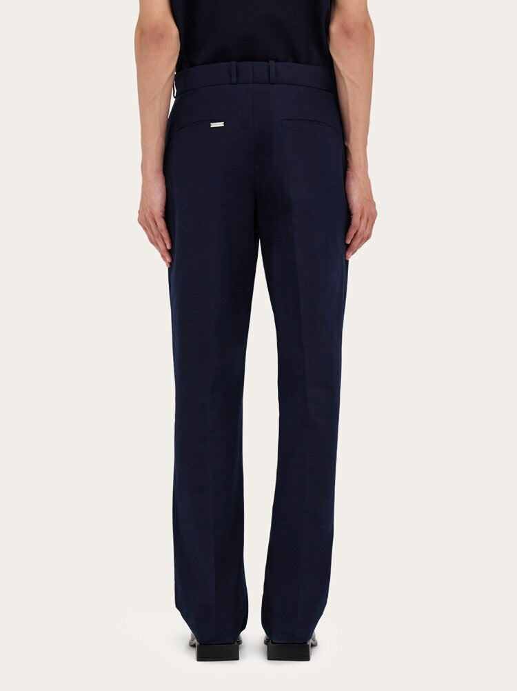 FERRAGAMO MEN'S DARK BLUE TAILORED TROUSERS